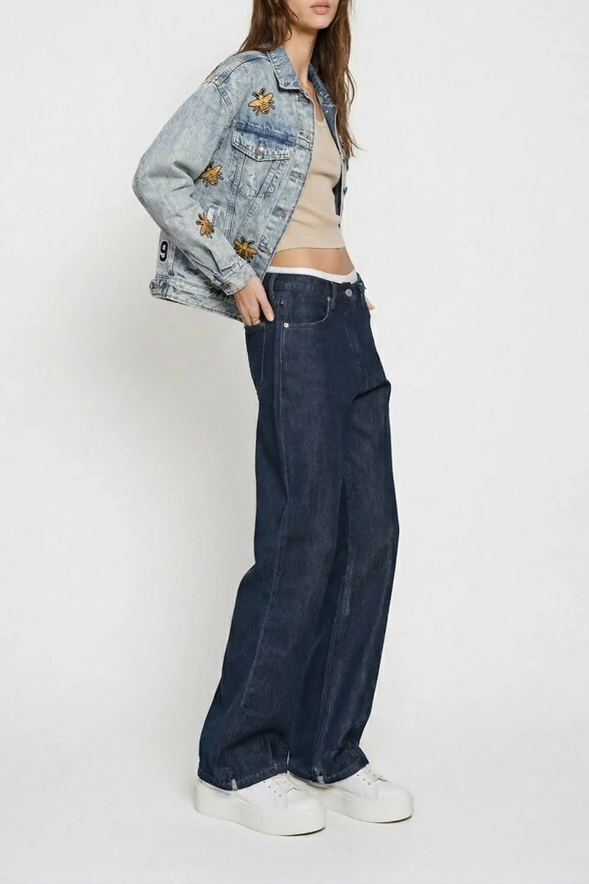 Jeansjacke Golden Bloom