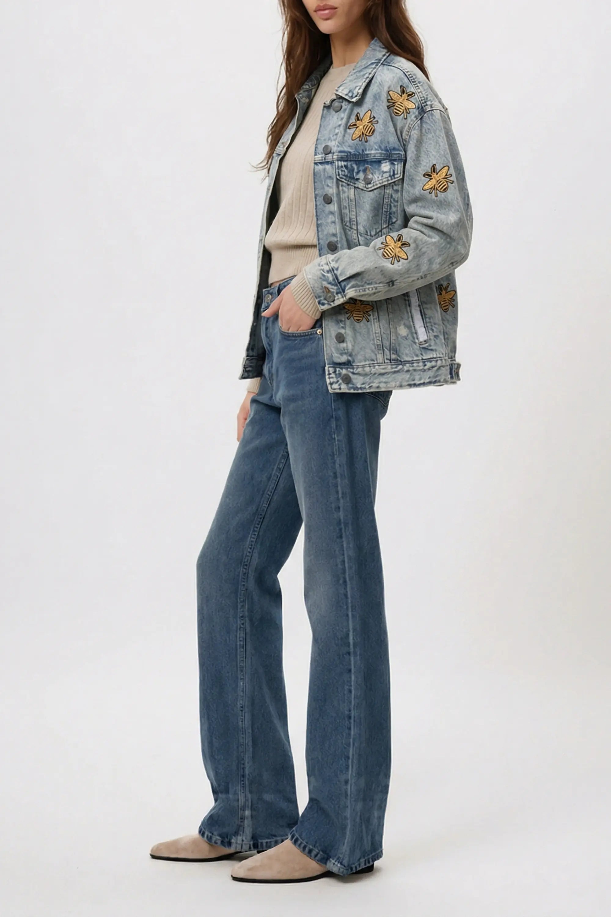 Jeansjacke Golden Bloom